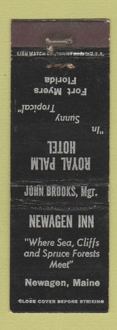 Matchbook Cover - Newagen Inn Newagen ME Royal Palm Hotel Fort Myers FL