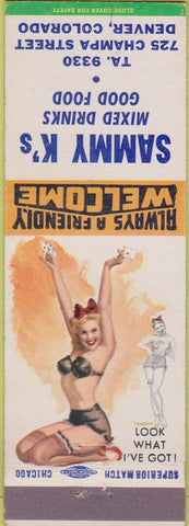 Matchbook Cover - Sammy K's Denver CO pinup