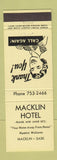 Matchbook Cover - Macklin Hotel SK NEON YELLOW