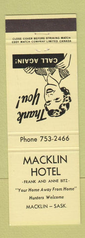 Matchbook Cover - Macklin Hotel SK NEON YELLOW