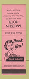 Matchbook Cover - Macklin Hotel SK NEON RED