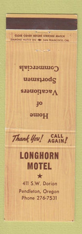 Matchbook Cover - Longhorn Motel Pendleton OR