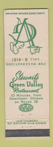 Matchbook Cover - Stewart's Green Valley Restaurant Ottawa ON