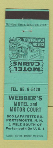 Matchbook Cover - Webber's Motel Motor Court Portsmouth NH