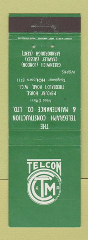 Matchbook Cover - Telegraph Construction Maintenance London Sussex Kent UK