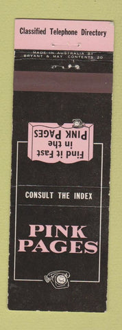 Matchbook Cover - Pink Pages Phone Book Australia WEAR