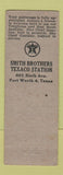 Matchbook Cover - Smith Bros Texaco oil gas Fort Worth TX