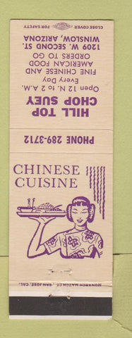 Matchbook Cover - Hill Top Chop Suey Chinese Restaurant Winslow AZ
