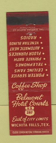 Matchbook Cover - Belmont Hotel Courts Wichita Falls TX