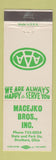 Matchbook Cover - Macejko Bros Inc Struthers OH