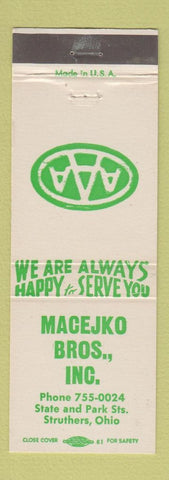 Matchbook Cover - Macejko Bros Inc Struthers OH