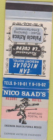 Matchbook Cover - Nico Saad's Resort Hotel Ensenada Baja Mexico