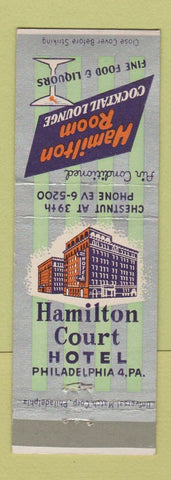 Matchbook Cover - Hamilton Court Hotel Philadelphia PA
