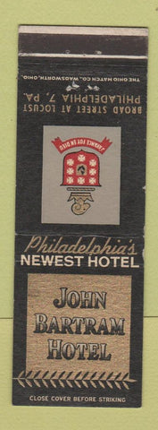 Matchbook Cover - John Bartram Hotel Philadelphia PA