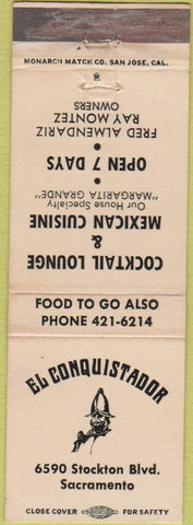 Matchbook Cover - El Conquistador Sacramento CA WEAR