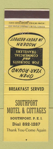 Matchbook Cover - Southport Motel Cottages Southport PEI PE YELLOW