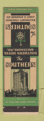 Matchbook Cover - Southern Hotel Baltimore MD
