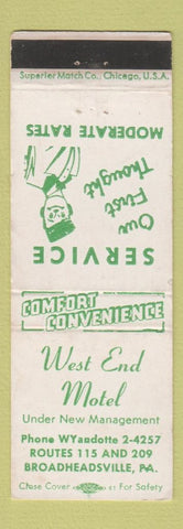 Matchbook Cover - West End Motel Broadheadsville PA