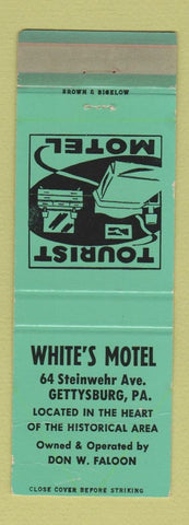 Matchbook Cover - White's Motel Gettysburg PA WORN