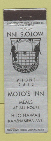 Matchbook Cover - Moto's Inn Hilo Hawaii