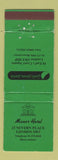 Matchbook Cover - Manor Hotel London UK England WEAR