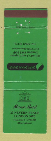 Matchbook Cover - Manor Hotel London UK England WEAR