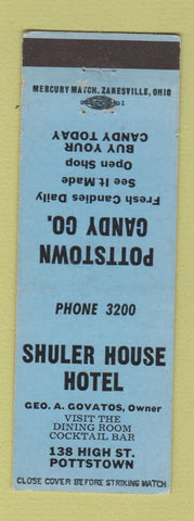 Matchbook Cover - Shuler House Hotel Pottstown Candy PA