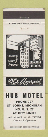 Matchbook Cover - Hub Motel St Johns MI