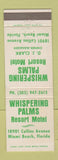 Matchbook Cover - Whispering Palms Resort Motel Miami Beach FL