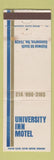 Matchbook Cover - University Inn Motel Commerce TX WEAR