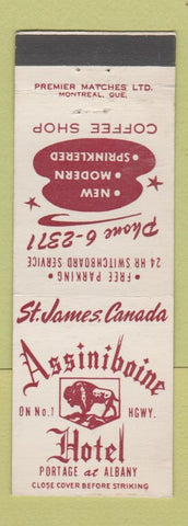 Matchbook Cover - Assiniboine Hotel St James MB