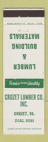 Matchbook Cover - Crozet Lumber VA