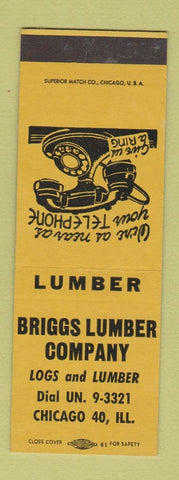 Matchbook Cover - Briggs Lumber Chicago IL SAMPLE