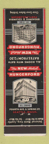 Matchbook Cover - Hotel Hungerford Portland OR Seattle WA