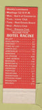 Matchbook Cover - Hotel Racine WI