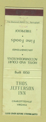 Matchbook Cover - Thos Jefferson Inn Charlottesville VA WEAR