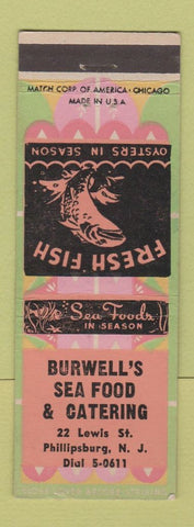 Matchbook Cover - Burwell's Seafood Catering Phillipsburg NJ
