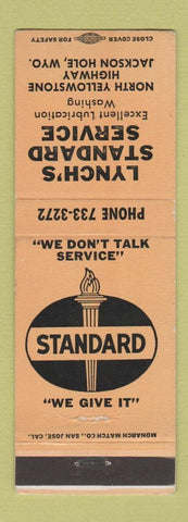 Matchbook Cover - Lynch's Standard oil gas Jackson Hole WY