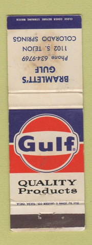Matchbook Cover - Gulf oil gas Bramlett's Colorado Springs STAINED