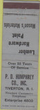 Matchbook Cover - Humphrey Lumber Riverton RI WORN