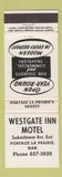 Matchbook Cover - Westgate Inn Motel Portage La Prairie MB