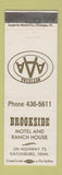 Matchbook Cover - Brookside Motel Ranch House Gatlinburg TN