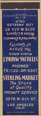Matchbook Cover - Sterling Market Los Angeles CA