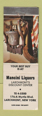 Matchbook Cover - Mancini Liquors Larchmont NY