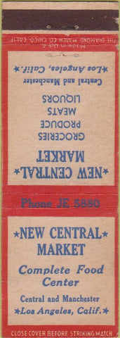 Matchbook Cover - New Central Market Los Angeles CA