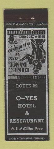 Matchbook Cover - O Yes Hotel Restaurant
