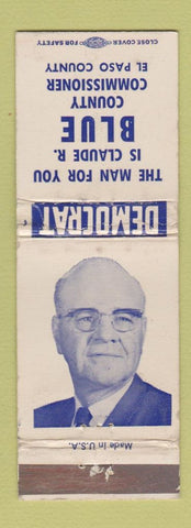 Matchbook Cover Claude Blue Commissioner Election El Paso County Colorado? WEAR