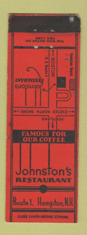 Matchbook Cover - Johnston's Restaurant Hampton NH