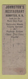 Matchbook Cover - Johnston's Restaurant Hampton NH