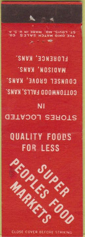 Matchbook Cover - Super Peoples Food Market Madison KS Florence